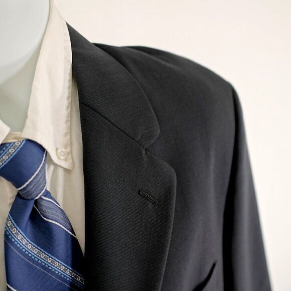 Calvin Klein Wool Blue Birdseye 3 Button Sport Coat 42R - Picture 2 of 15